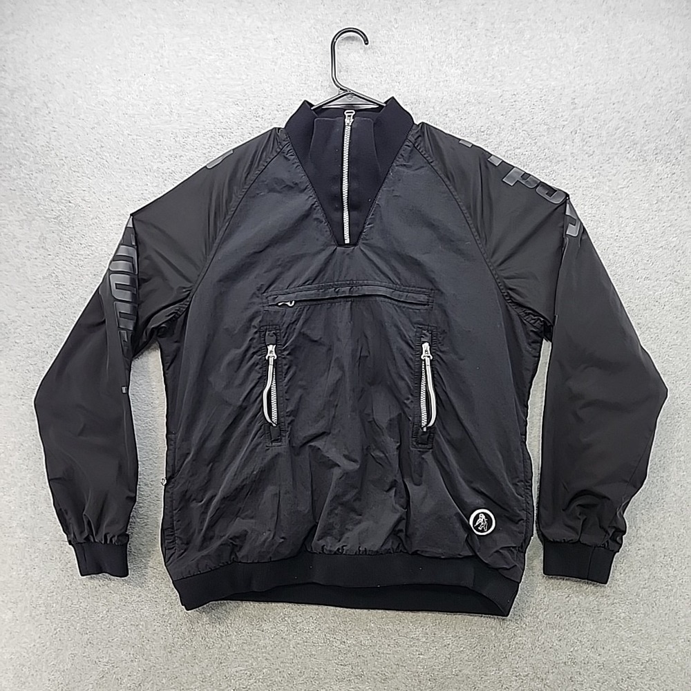 PRPS BLACK w/ Logo Tapestripe Polyester Elastane Track Jacket Mens Size SMALL